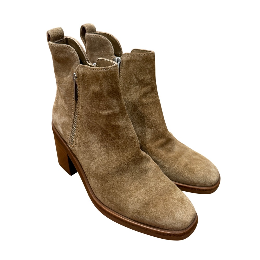 3.1 Phillip Lim Alexa Suede Ankle Boots Taupe Brown Block Heel Dual Zip Sz 37 7